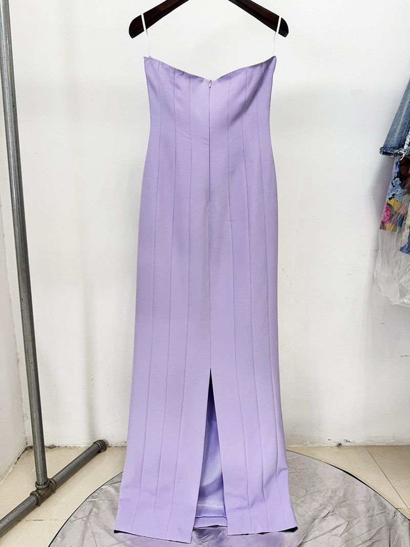 Strapless Beaded Lavender Maxi Dress H6728
