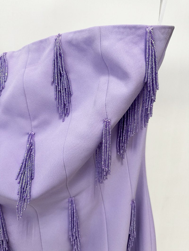 Strapless Beaded Lavender Maxi Dress H6728
