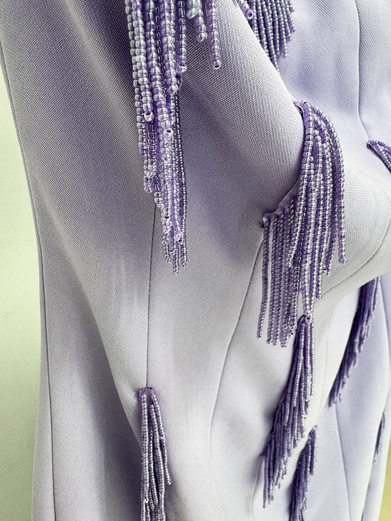 Strapless Beaded Lavender Maxi Dress H6728