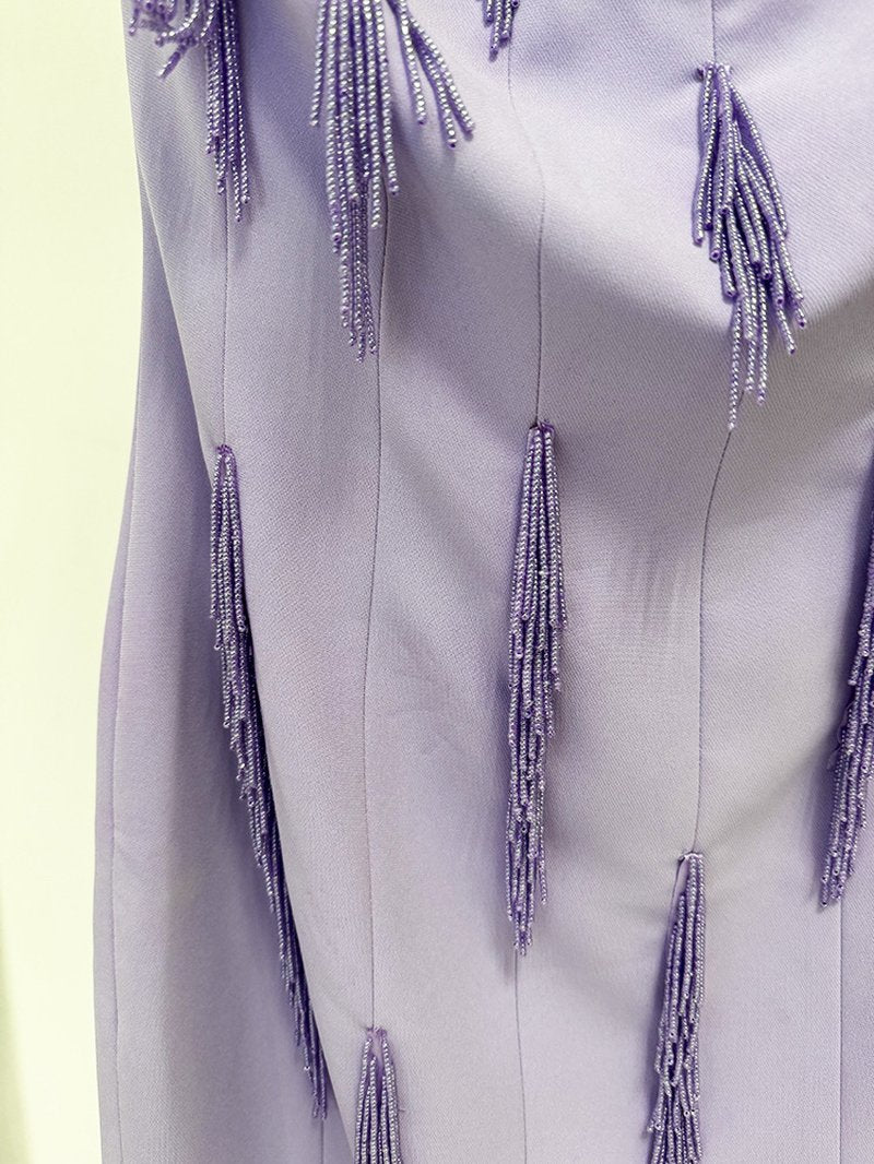 Strapless Beaded Lavender Maxi Dress H6728