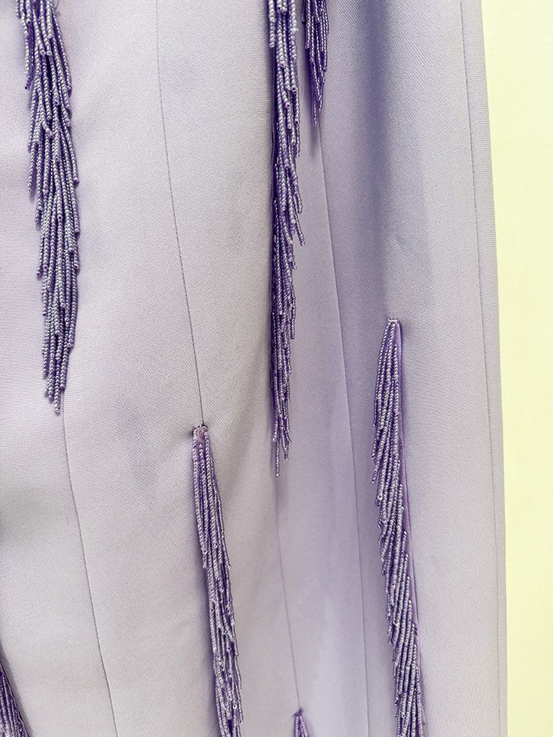 Strapless Beaded Lavender Maxi Dress H6728