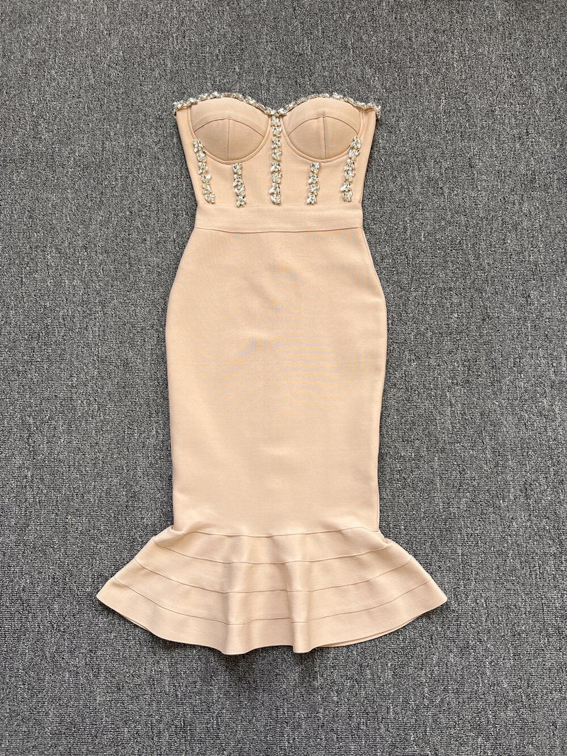 Strapless Beaded Mermaid Dress H5437