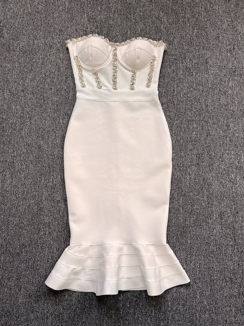 Strapless Beaded Mermaid Dress H5437