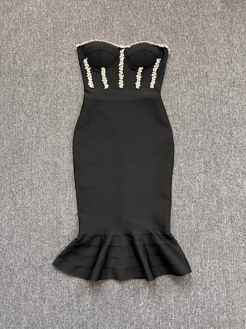 Strapless Beaded Mermaid Dress H5437