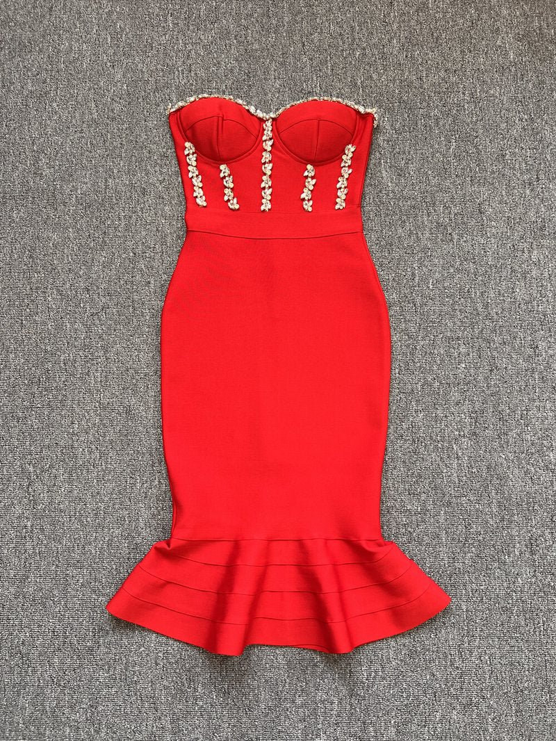 Strapless Beaded Mermaid Dress H5437