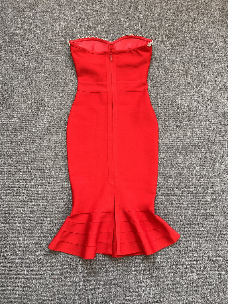 Strapless Beaded Mermaid Dress H5437