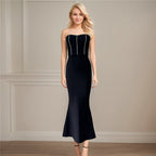 Strapless Beaded Mermaid Midi Dress H6481