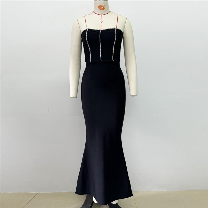 Strapless Beaded Mermaid Midi Dress H6481