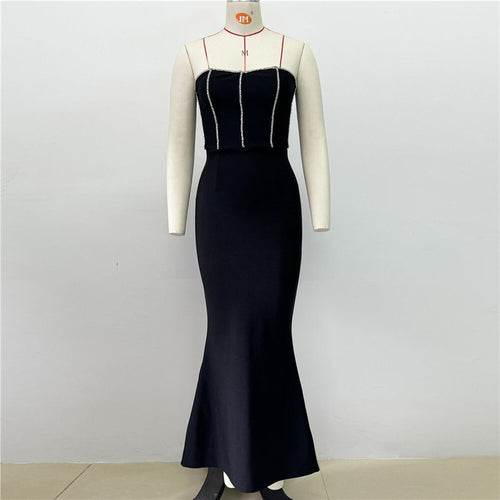 Strapless Beaded Mermaid Midi Dress H6481