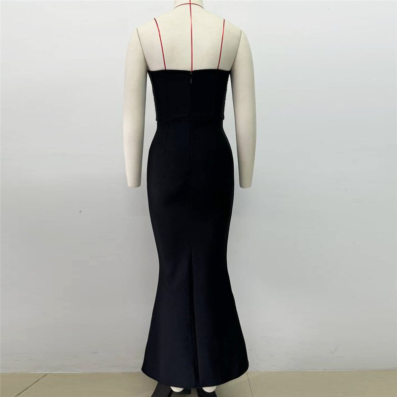 Strapless Beaded Mermaid Midi Dress H6481