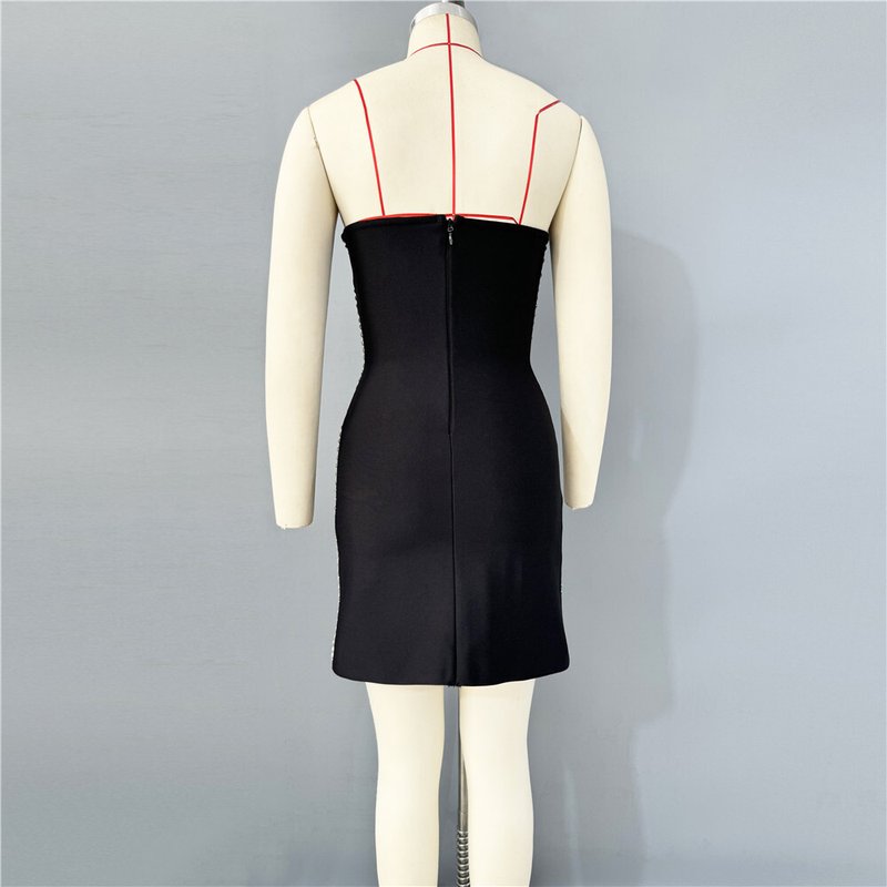 Strapless Beaded Mini Dress H6816