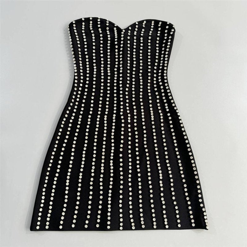Strapless Beaded Mini Dress H6816
