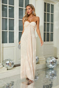 Strapless Beaded Satin Maxi Dress H6836