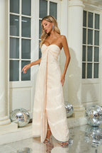 Strapless Beaded Satin Maxi Dress H6836