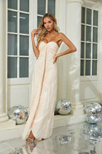 Strapless Beaded Satin Maxi Dress H6836