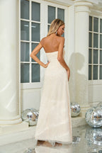 Strapless Beaded Satin Maxi Dress H6836