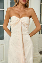 Strapless Beaded Satin Maxi Dress H6836