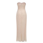 Strapless Beaded Satin Maxi Dress H6836