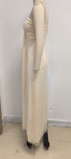 Strapless Beaded Satin Maxi Dress H6836