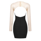 Strapless Beaded Sheer Sleeve Mini Dress H6197