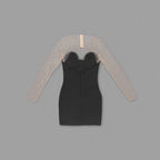 Strapless Beaded Sheer Sleeve Mini Dress H6197