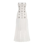 Strapless Beaded Tulle Maxi Dress H6647