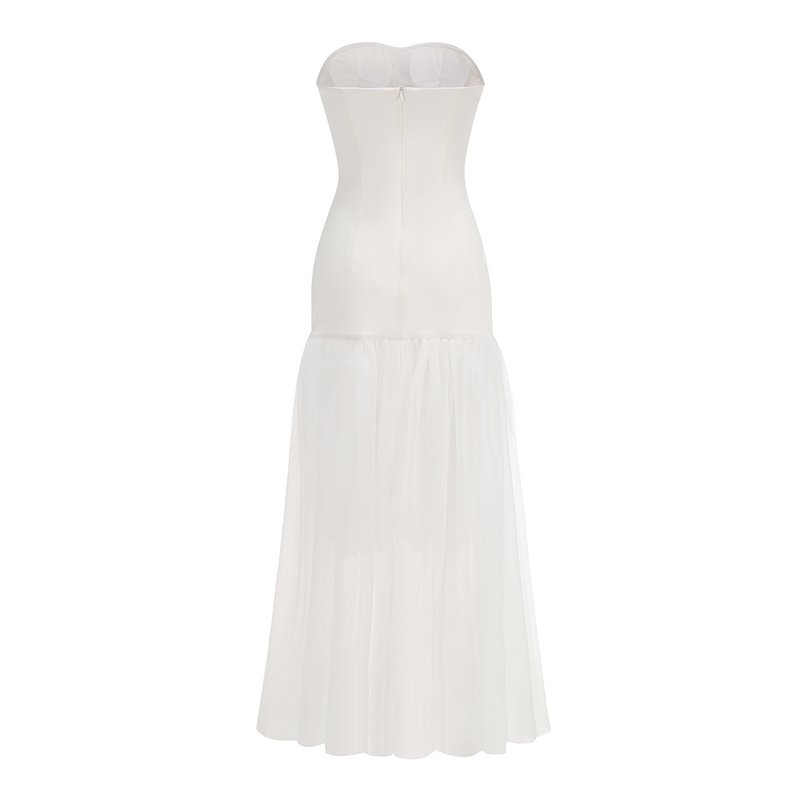 Strapless Beaded Tulle Maxi Dress H6647