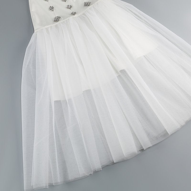 Strapless Beaded Tulle Maxi Dress H6647