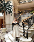Strapless Beige Midi Dress with Ruffle Hem H6330