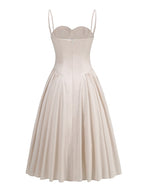 Strapless Beige Midi Dress with Ruffle Hem H6330