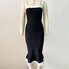 Strapless Black and White Bandage Dress H6305