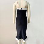 Strapless Black and White Bandage Dress H6305