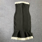 Strapless Black and White Bandage Dress H6305