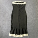 Strapless Black and White Bandage Dress H6305
