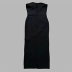 Strapless Black Bandage Dress with White Roses H6485