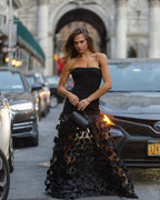 Strapless Black Circle Skirt Gown H6635