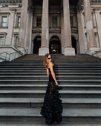 Strapless Black Circle Skirt Gown H6635
