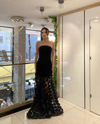 Strapless Black Circle Skirt Gown H6635