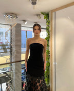 Strapless Black Circle Skirt Gown H6635