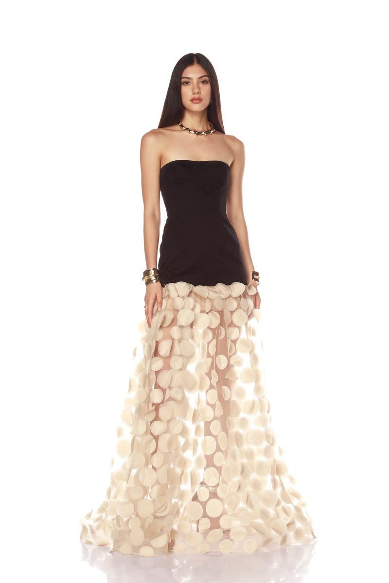Strapless Black Circle Skirt Gown H6635