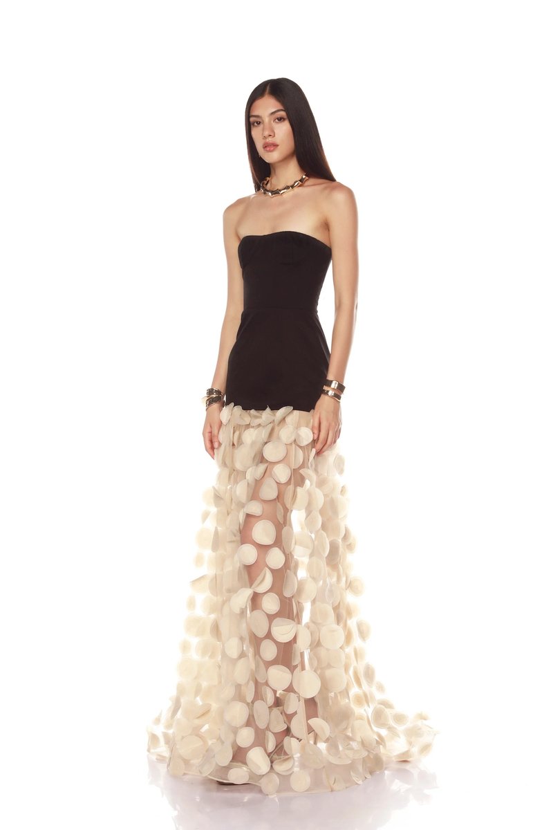 Strapless Black Circle Skirt Gown H6635
