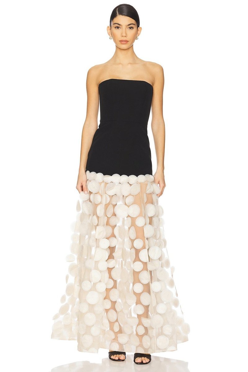 Strapless Black Circle Skirt Gown H6635