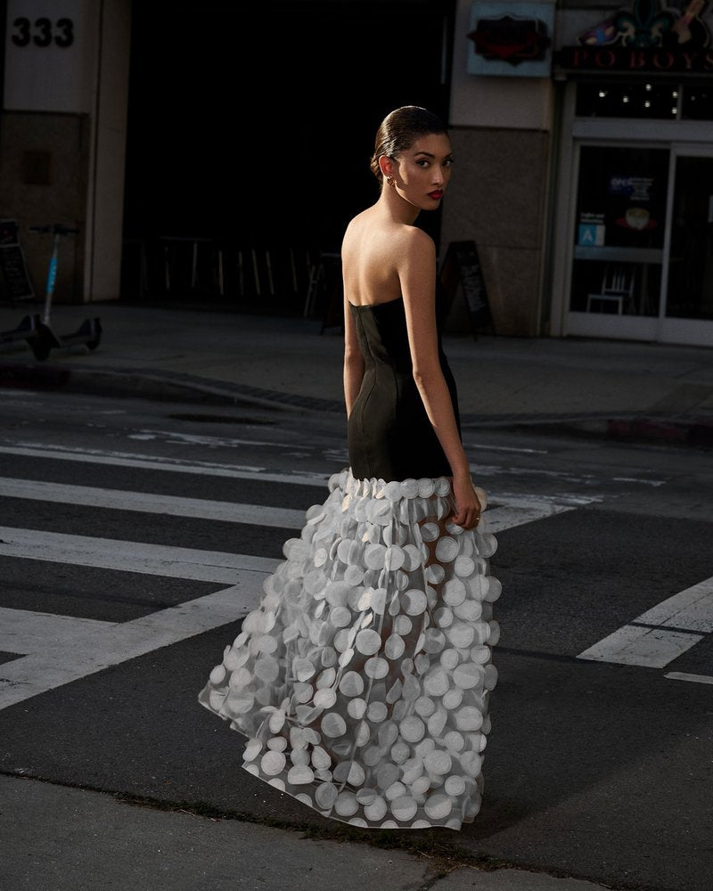 Strapless Black Circle Skirt Gown H6635
