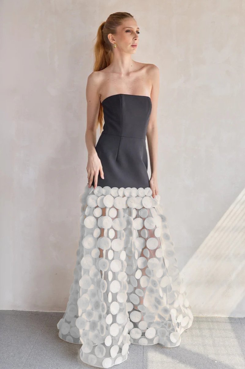 Strapless Black Circle Skirt Gown H6635
