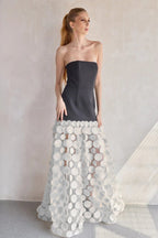 Strapless Black Circle Skirt Gown H6635