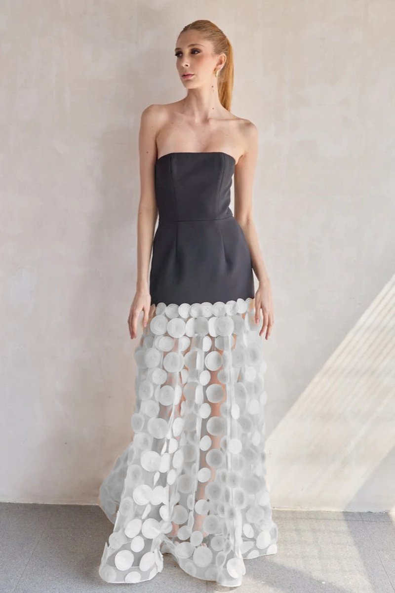 Strapless Black Circle Skirt Gown H6635