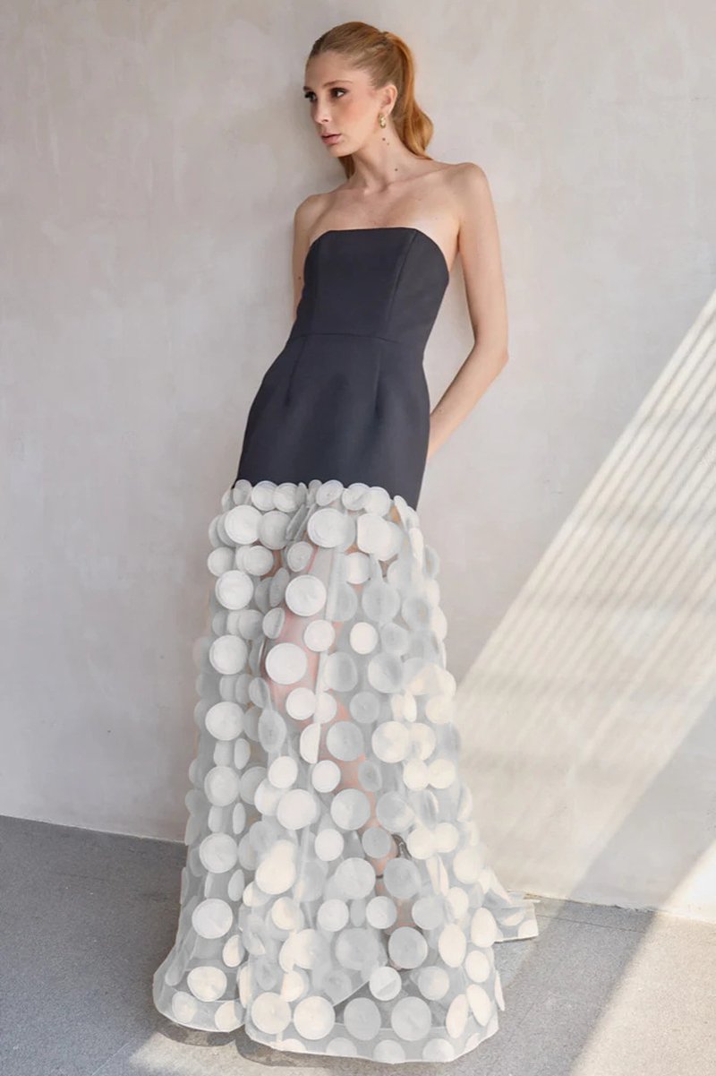 Strapless Black Circle Skirt Gown H6635