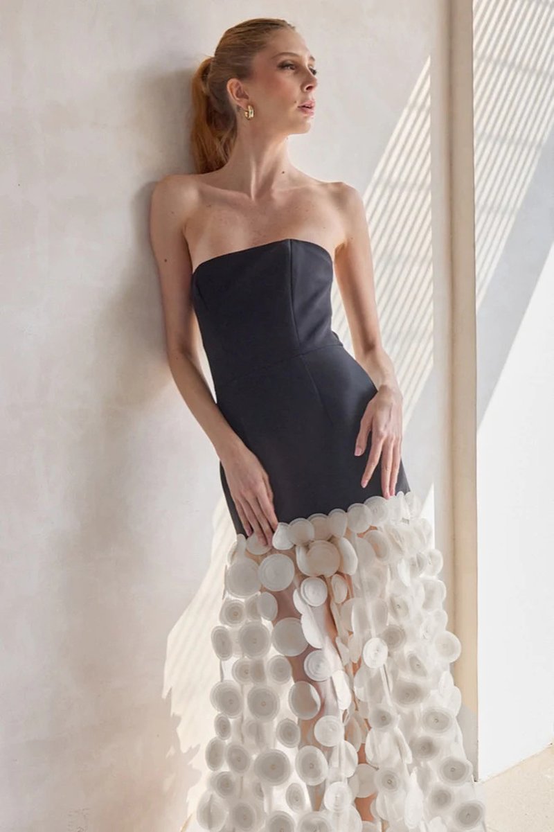 Strapless Black Circle Skirt Gown H6635