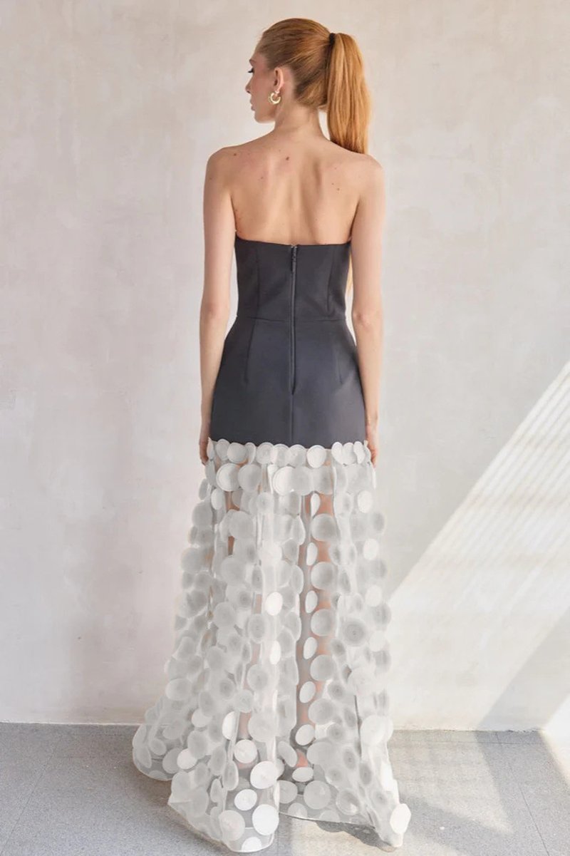 Strapless Black Circle Skirt Gown H6635