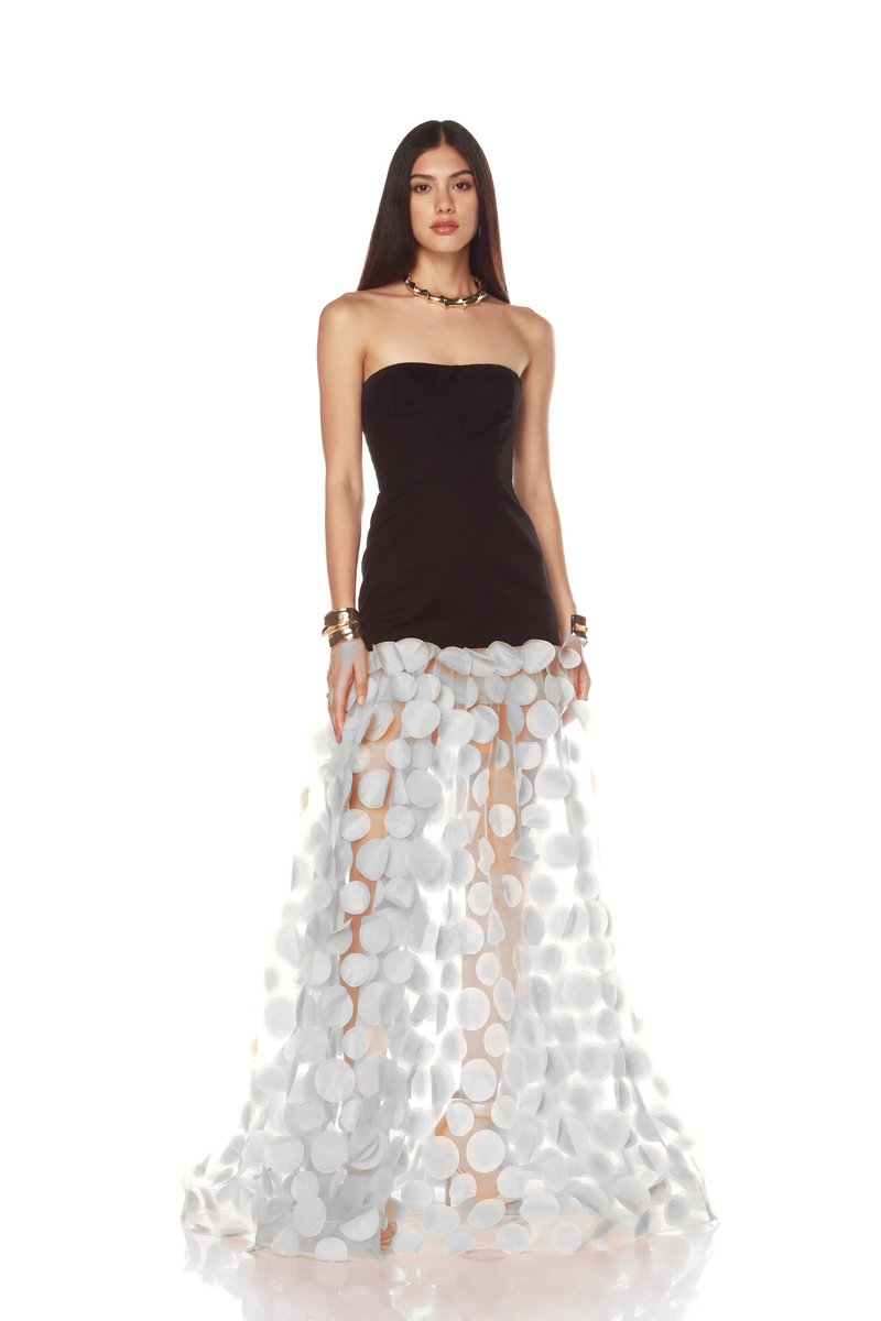 Strapless Black Circle Skirt Gown H6635